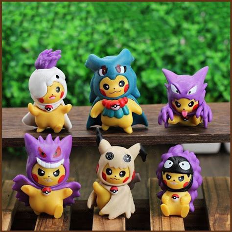 COOL 6pcs Pokemon Pikachu Cosplay Gastly Gengar Haunter Lucario Mimikyu