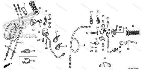 Honda Motorcycle 2016 Oem Parts Diagram For Handle Lever Switch Cable