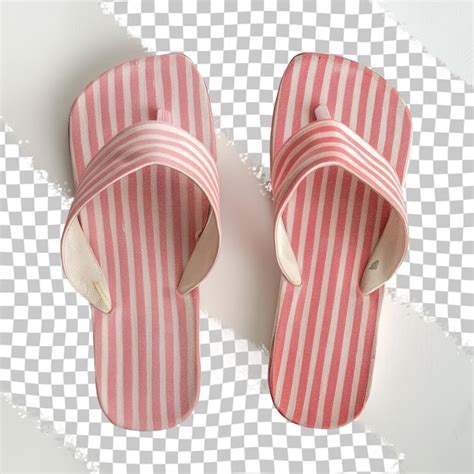 A Pair Of Flip Flops With Striped Stripes On Them Premium Ai