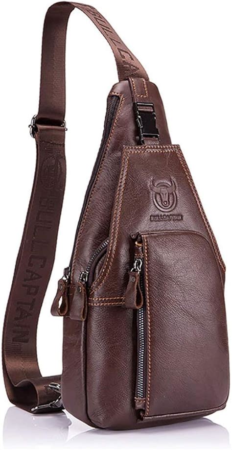 BULLCAPTAIN Sac de Poitrine Homme Sac à Bandoulière Sac Rétro en Cuir