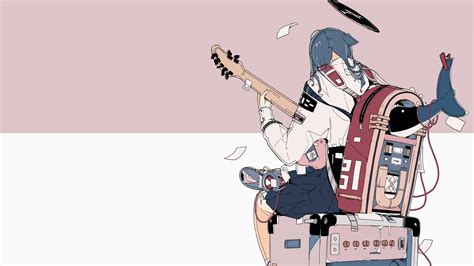 Daisukerichard Anime Girls Original Characters Minimalism Guitar