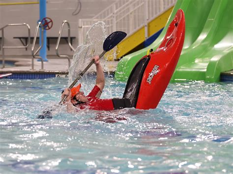 Don Boehmer practices kayak tricks at a pool session at the Mylan Park ...