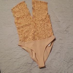 Zara Tops Zara Plunge Bodysuit Nude Lace Small Poshmark