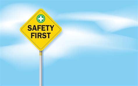 safety first sign and clouds on blue sky background 7582327 Vector Art ...