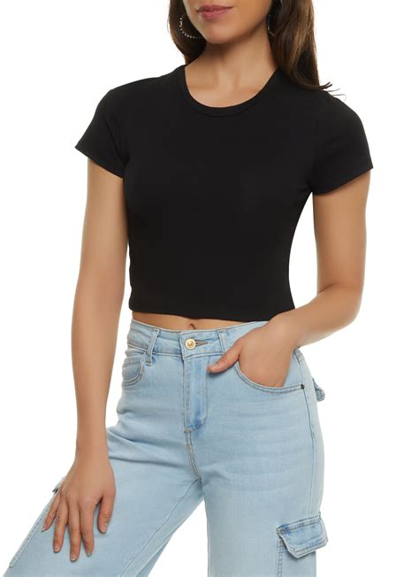 Basic Crew Neck Cropped Tee