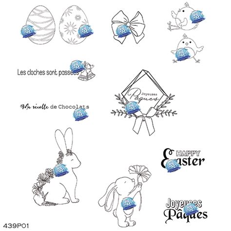 Janvier Février Mars 2023 PLANCHE DE 12 TAMPONS PAQUES par Elodie