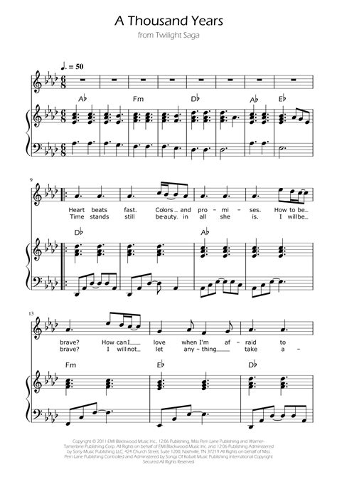 A Thousand Years Arr Ygor Nunes By Christina Perri Sheet Music For Piano And Vocal At Sheet