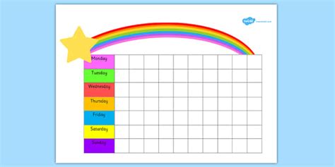 Editable Rainbow Reward Chart Rainbow Reward Award Chart