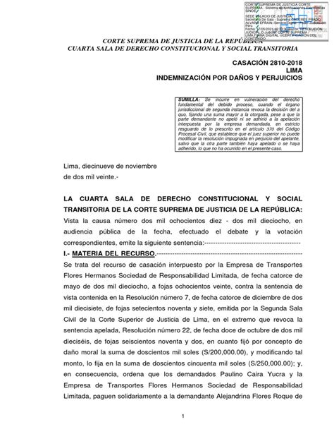 Corte Suprema De Justicia De La República Cuarta Sala De Derecho