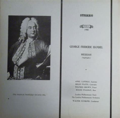 Georg Friedrich Händel April Cantelo Helen Watts Wilfred Brown