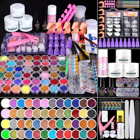 Cooserry Kit de uñas acrílicas 115 en 1 48 colores de polvo acrílico