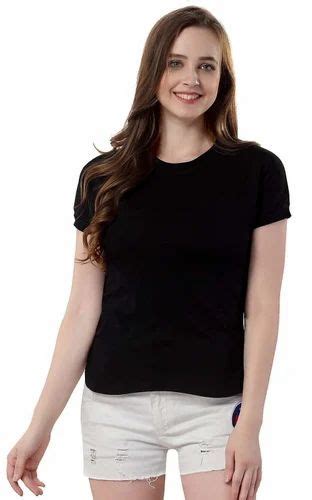 Round Half Sleeve Women Stylish T Shirts Casual Wear Plain At Rs 200