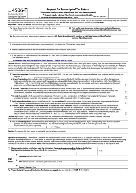 Printable 4506 T Form Printable Forms Free Online