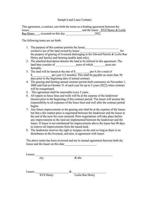 Free Farm Lease Agreement Forms To Print Fill Out And Sign Online Dochub