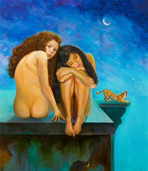 Nude Girls At Night Fantasy Erotic Art Digital Painting Art Naked