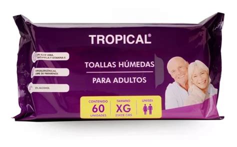 Toallas Húmedas Adulto Tropical Tamaño Xg 60un Cuotas sin interés