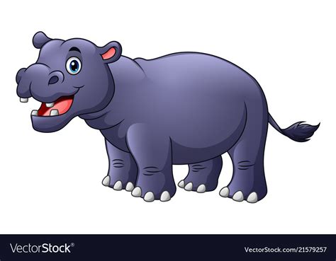 Cute Hippo Cartoon Royalty Free Vector Image Vectorstock