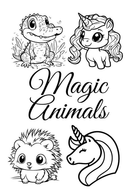 magical animals coloring book printable  fantasy creatures