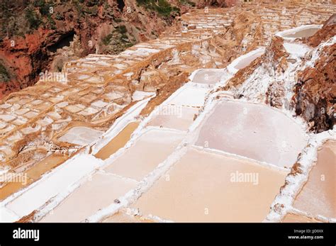 Peru Salinas De Maras Pre Inca Traditional Salt Mine Salinas Stock