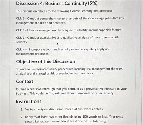 Solved Discussion 4 Business Continuity 5 This Chegg