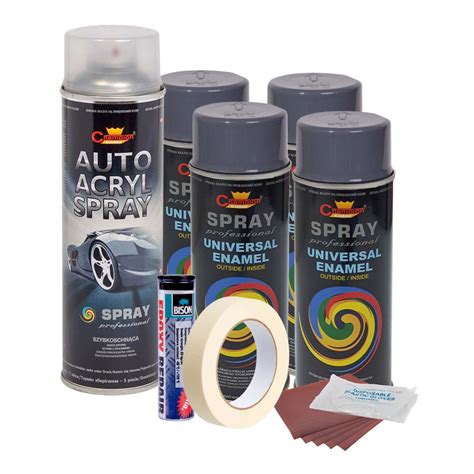 Kit Complet Reparatie Si Vopsire Jante Gri Inchis Bucati Spray