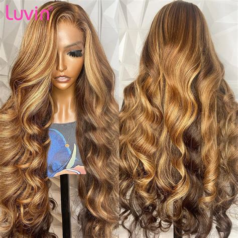 Luvin Inch Highlight Body Wave X Lace Front Human Hair Wigs