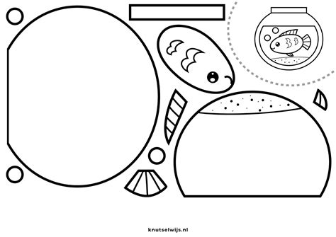 Knip En Plak Werkblad Vissenkom Knutselwijs