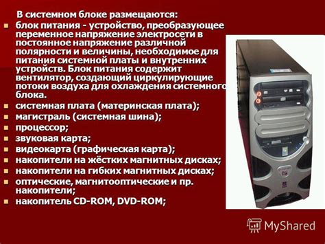 Презентация на тему: "Из чего состоит системный блок?. В системном ...