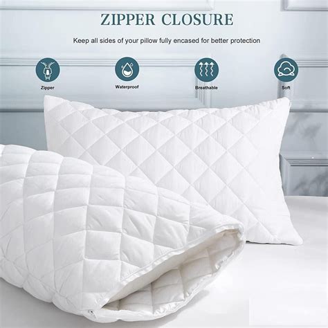 Pack Of Waterproof Pillow Protector Quilted Zipped Pillow Cases Cover