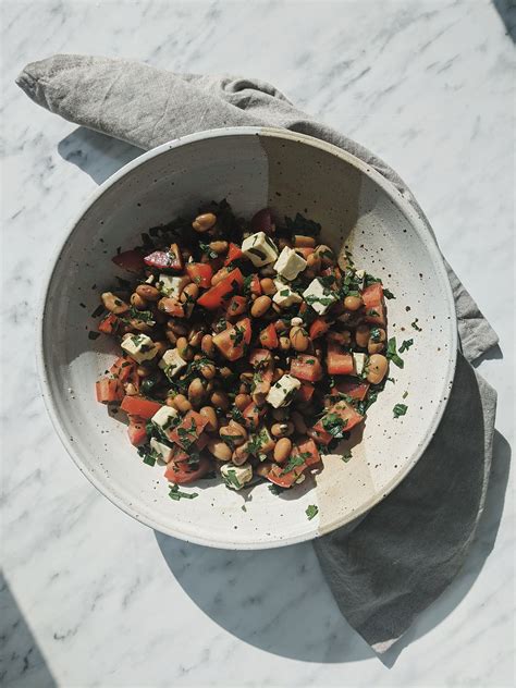 Borlotti Bohnen Tomaten Feta Salat