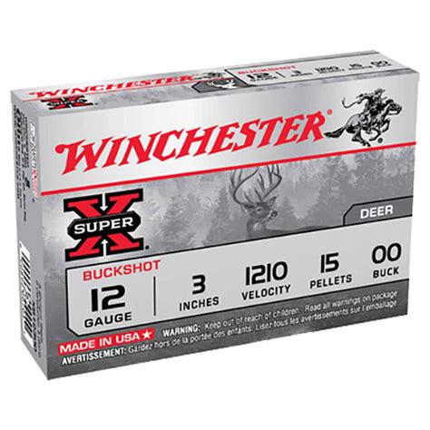 Winchester Super X 12 Gauge 3in 00 Buck Buckshot Shotshells 5 Rounds