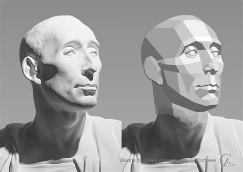 Школа рисунка Александра Субботина Упражнение на анализ формы гипсовой ...