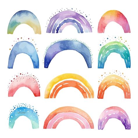 Dibujado A Mano Acuarela Pastel Color Arco Iris Clipart Vector Gratis