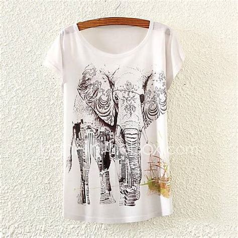 Womens Elephant Print Short Sleeve T Shirts 2760163 2016 499