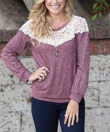 Pinkblush Burgundy Ivory Crochet Yoke Top Zulily Crochet Yoke