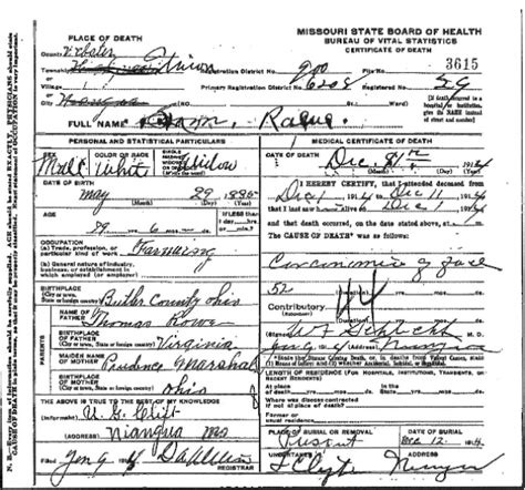 Thomas Rowe Family Tree from Virginia to Ohio to Missouri