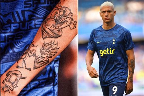 Tottenham star Richarlison shows off new cartoon tattoos on arm ...