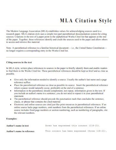 MLA Citation - Examples, Format, PDF | Examples