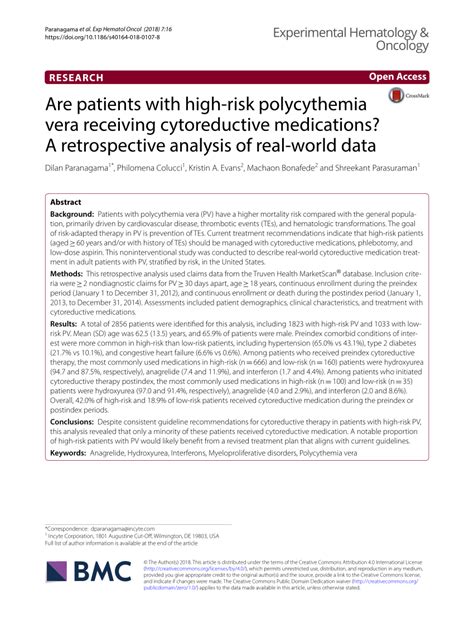 PDF Are Patients With High Risk Polycythemia Vera Receiving