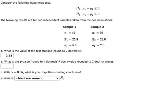 SOLVED Consider The Following Hypothesis Test Ho 01 02 0 The