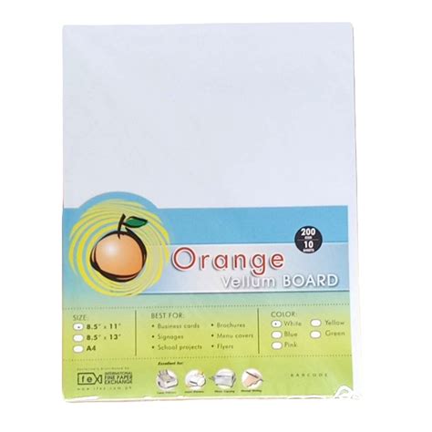 Orange Vellum Board Specialty Board White A4 Size 200gsm 10 Sheets