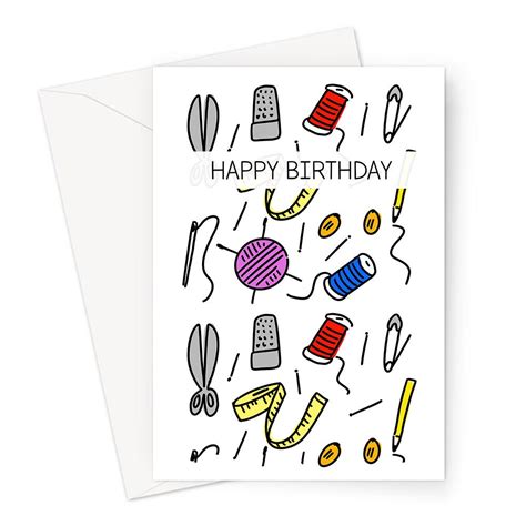 Happy Birthday Sewing Print Greeting Card Sewing Items Print - Etsy UK