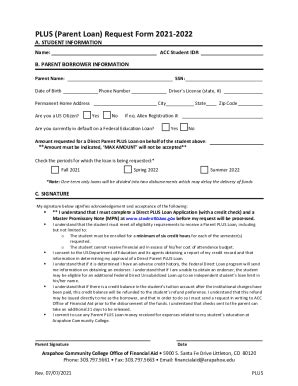 Fillable Online Federal Direct Plus Loan Request Form Academic