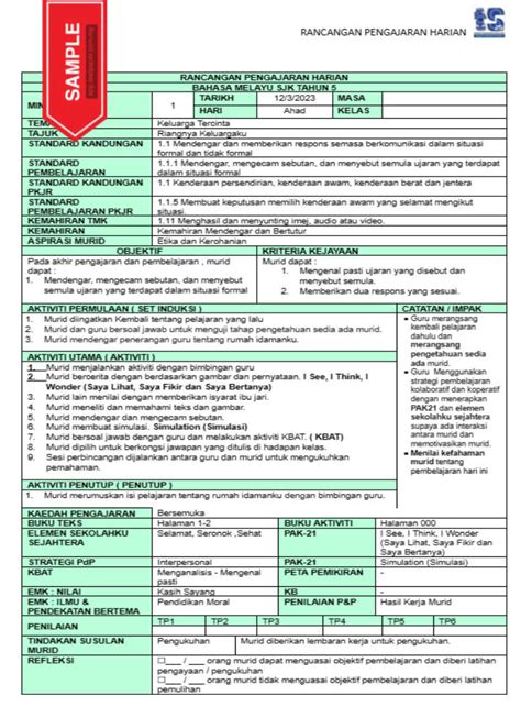 RPH DAN RPT 2023 BAHASA MELAYU SJK TAHUN 5 Cikgu Info