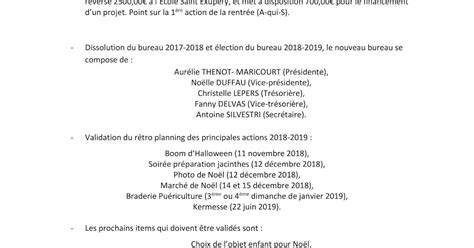 APE Le Petit Prince Cysoing Compte rendu de l Assemblée Générale du 21