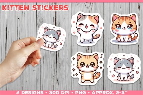 Cute Kitten Stickers PNG Adorable Kawai Graphic By Julimur Creative