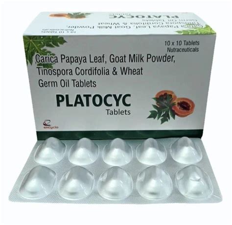 Platocyc Tablet Carica Papaya Leaf Goat Milk Powder Tinospora