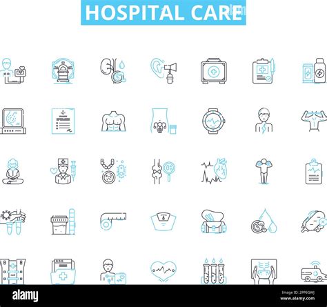 Hospital Care Linear Icons Set Treatment Emergency Surgery Medicine