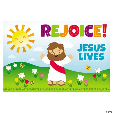 Rejoice Jesus Lives Plastic Backdrop Oriental Trading