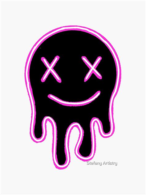 Neon Smiley Face Sticker Sticker For Sale By Pity Redbubble